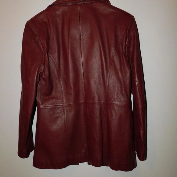 unworn women's oxblood leather peacoat jacket - Wilsons size medium NOS new - Picture 2 of 5